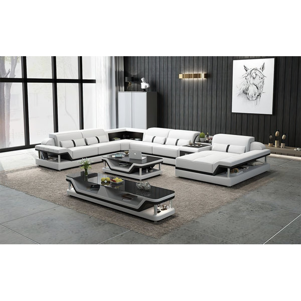 Jubilee Modern/contemporary design Leather Sectional Wayfair